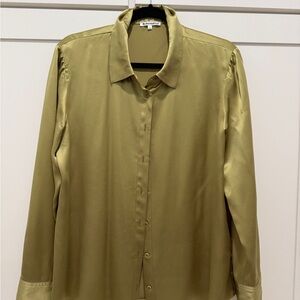 Reformation Olive Satin Blouse